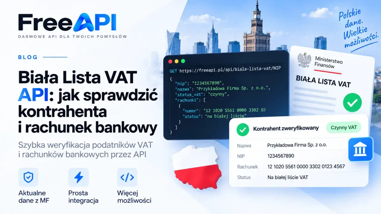 API do sprawdzania kontrahentów i rachunków bankowych na białej liście VAT. Szybka weryfikacja danych z MF.